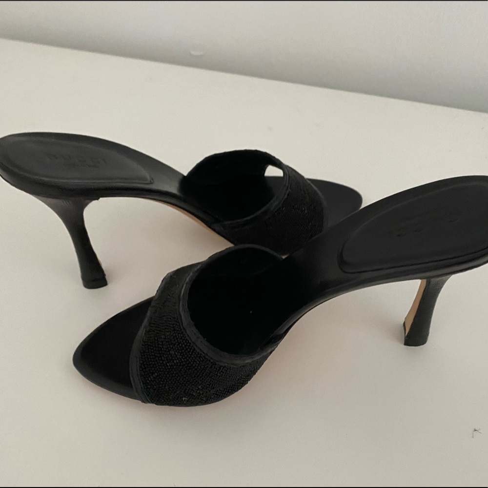 Gucci beaded mules with leather heel